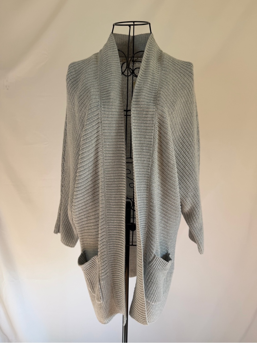 Sonoma Light Gray Open-Front Ribbed Cardigan